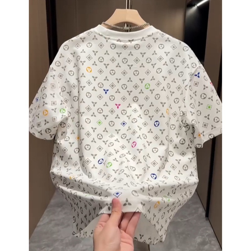 Luxury Brand Designer 2026 Summer New Full-Print Short-Sleeve Men Heavyweight T-Shirt Trendy Brand Versatile Round-Neck Top Stylish Base Shirt