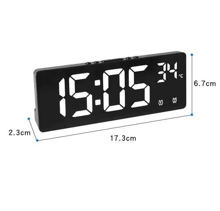 Voice Control Digital Alarm Clock Temperature Dual Alarm Snooze Desktop Table Clock Night Mode 12/24H LED Clock Watch Desk Clock D260318