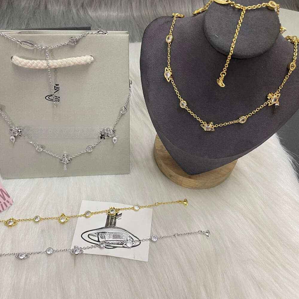 vivenne west wood Designer Jewelry womens necklaces planet necklaces with box 925 silver 18k gold moissanite Colorful necklace Saturn necklace Royal Party 056