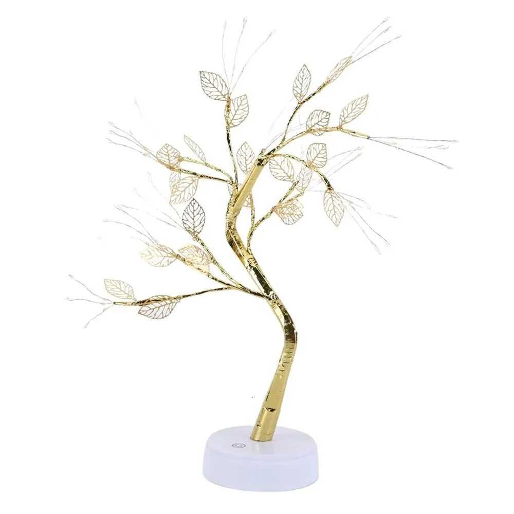 LED Golden Leaf Table Lamp Christmas Tree Fairy Light Night Lights Home DIY Party Wedding Bedroom Decoration Mothers Day Gift H260318