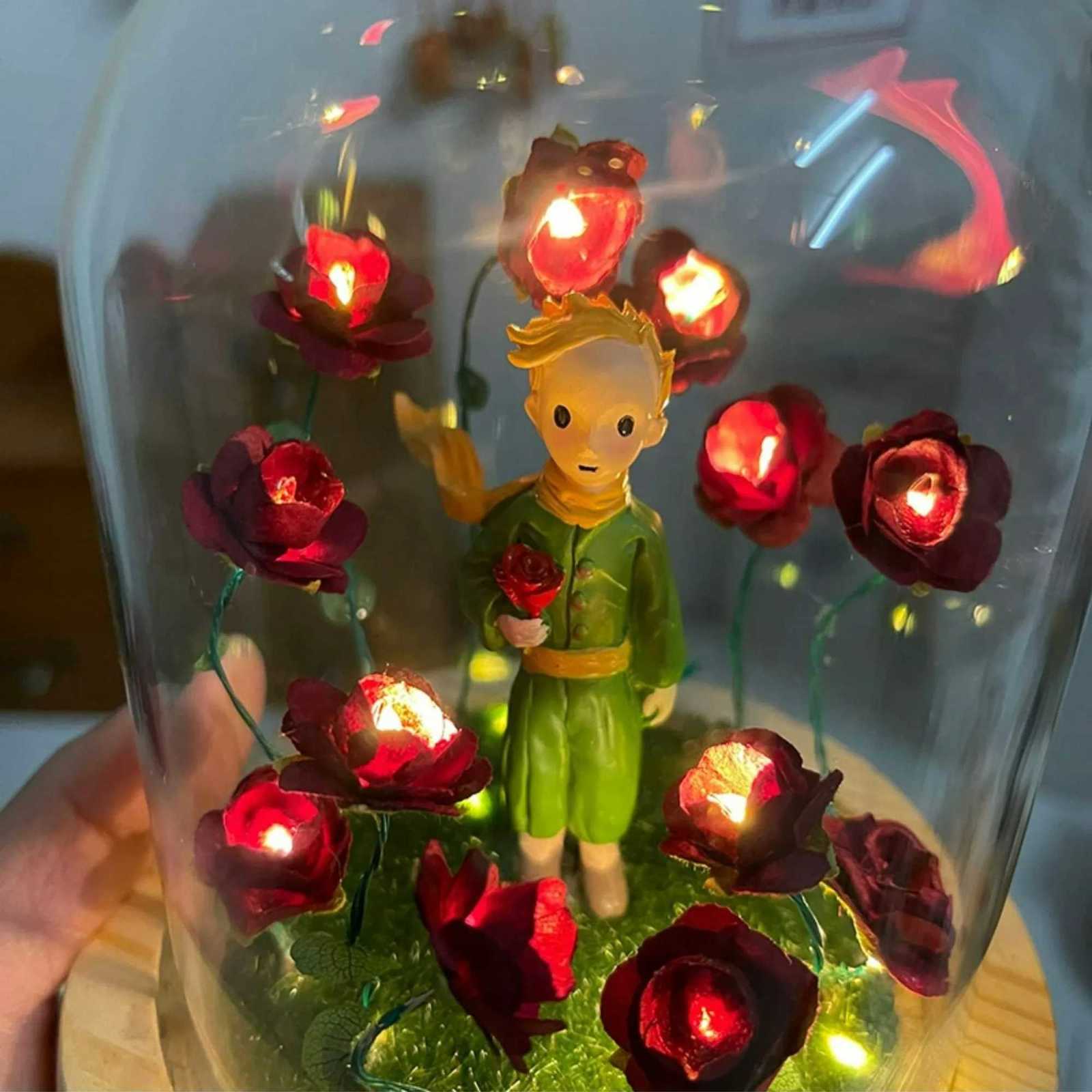 Little Prince Night Light Immortal Rose Atmosphere Lamp Handmade DIY Gift Christmas Valentine Birthday Gift for Girl H260318