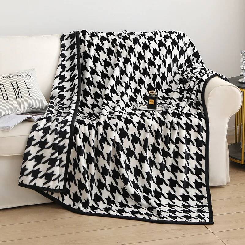 Houndstooth Plaid Blankets Soft Cotton Milk velvet Throw Blanket Office air conditioning nap blanket sofa cover Quilt Home Decor