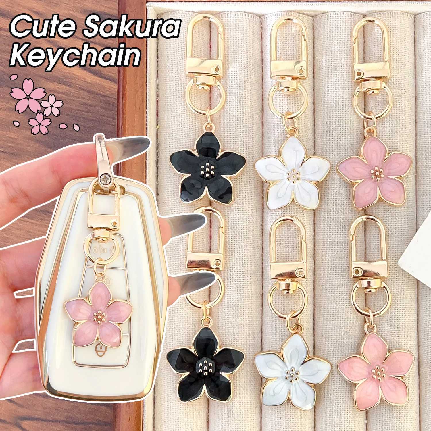 White Pear Blossom Keychain Cute Accessories Flower Handbag Keychain Couple Matching Keyrings Pendant DIY Fashion Jewelry Gifts H260318 - view 5