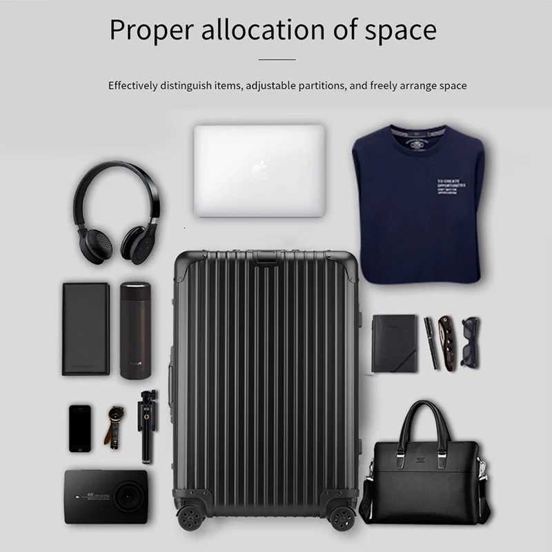 All-aluminum magnesium alloy telescopic suitcase 24-inch luggage business travel case metal combinatilock bag 20-inch carry-o H260316