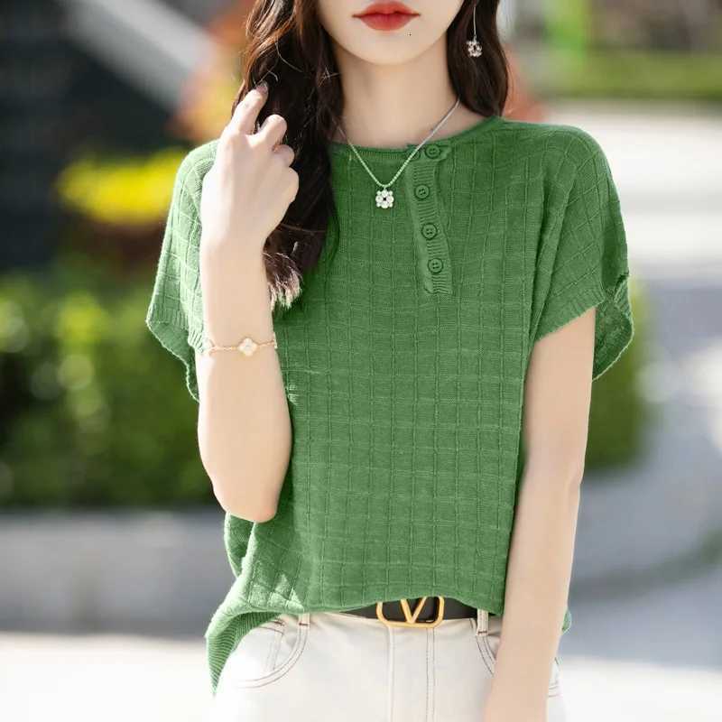 Summer New Womens Short sleeved 100 Cotton Knitted Womens O-neck T-shirt Basic Style Hot Selling Womens Short sleevedT260317