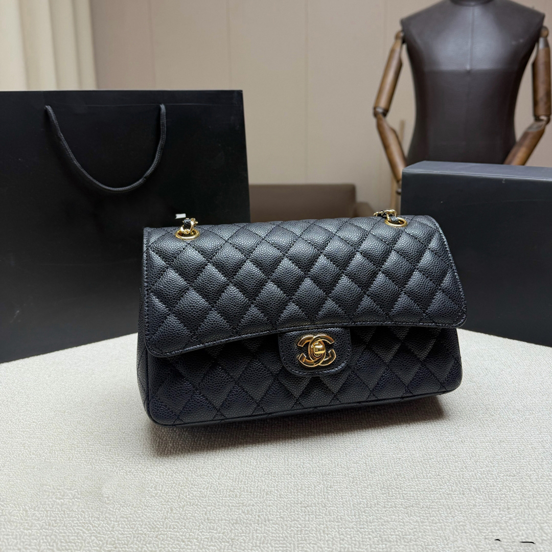 Designer Luxury bag Shoulder Bags Classic Flap CF Classic Gold Buckle Iconic Diamond Plaid Leather Chain Shoulder Strap Lambskin and Gold Metal Mouth Cover Bag