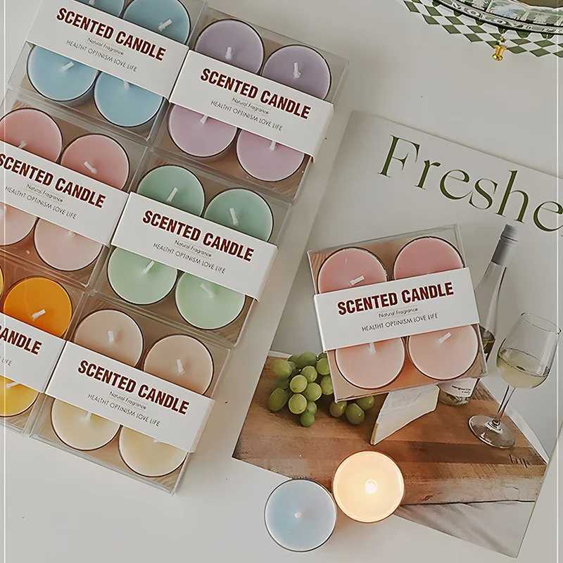 4pcs/set Scented Candles Natural Beeswax Soybean Wax Tea Lights Wedding Home Bar Hotel Decoration Fragrance Aromatherapy Candle D260318