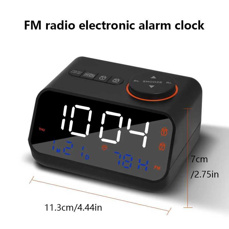 Mordern FM Radio LED Alarm Clock for Bedside Wake Up Digital Table Calendar with Temperature Thermometer Humidity Hygrometer D260318