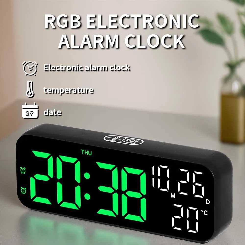 1Pc Simple and Stylish Multifunctional Led Alarm Clock with Temperature Display Suitable for Bedroom and Living Room Bedside Clock 9inch Clock D260318