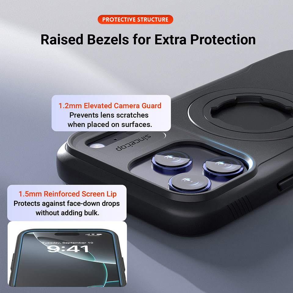 Rugged Case for iPhone 17 Pro Max Compatible with Quad Lock Mount - Anti-Vibration Shield for MTB Mountain Bike & Motorcycle Handlebar