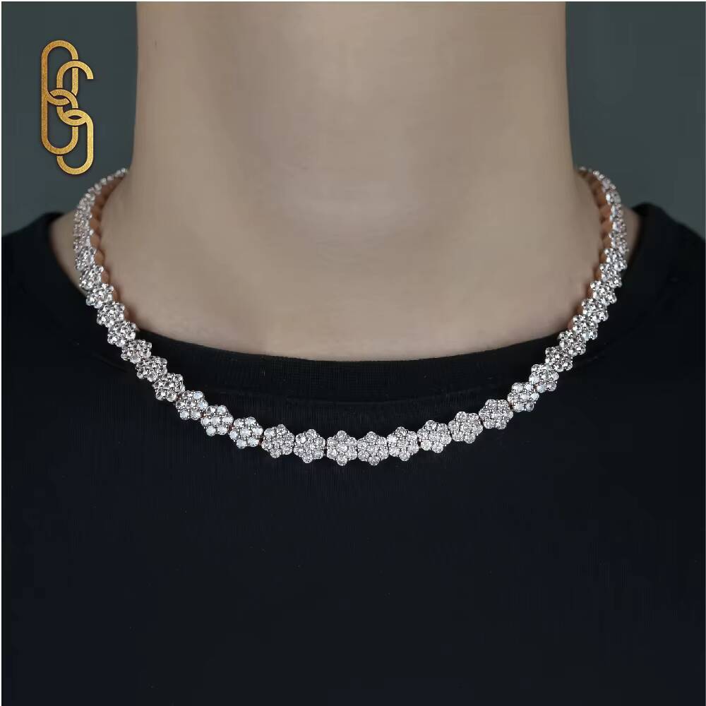 Hot Selling Gold Plated Vvs Moissanite CZ Cuban Link Necklace Hip Hop Style Round Brilliant Cut Fine Bracelet Jewelry
