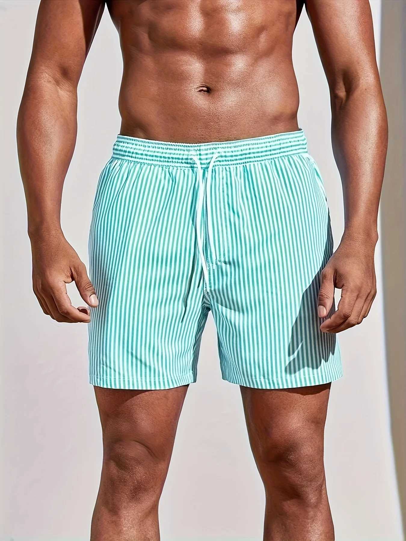 2025 New Mens Shorts 3D Printed Stripe Printed Fashionable and Sexy Beach Surfing Shorts Waterproof Quick Drying Soft Texture M260318