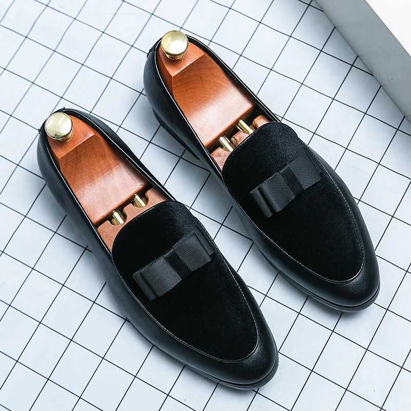 Fashion Wedding Shoes For Men Dress Casual Business Leather Shoes Male Classic Formal Bow Office Social Party Shoes Man LoafersZ260317