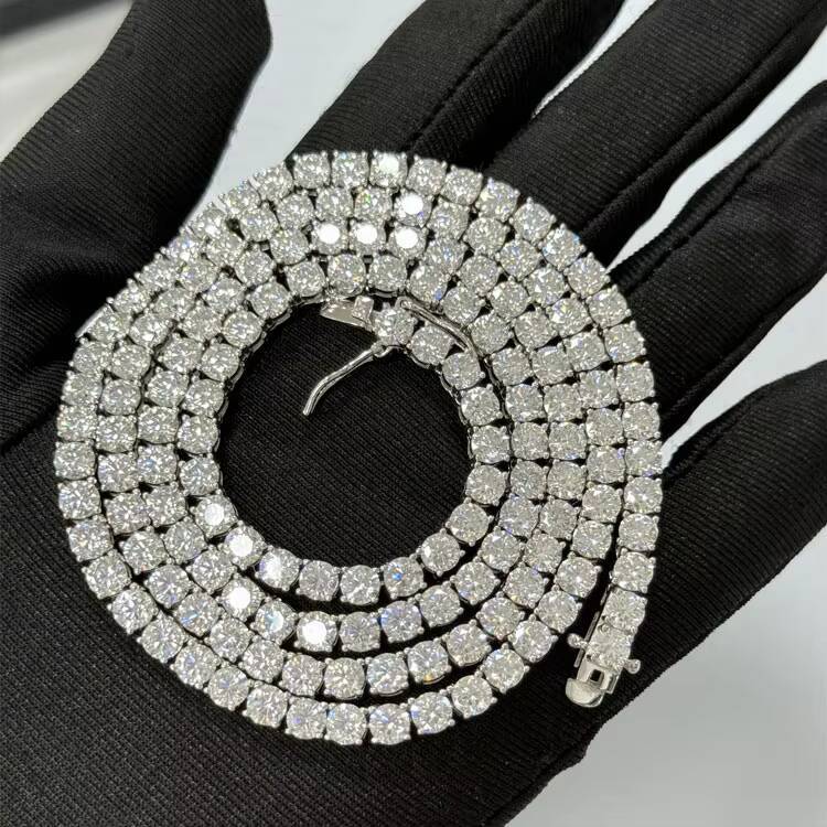 RINNTIN SMON01 925 Silver Gra VVS Moissanite Diamond Tennis Chain 2MM 3MM 4MM 5MM Necklace Bracelet Men Women Hiphop Jewelry