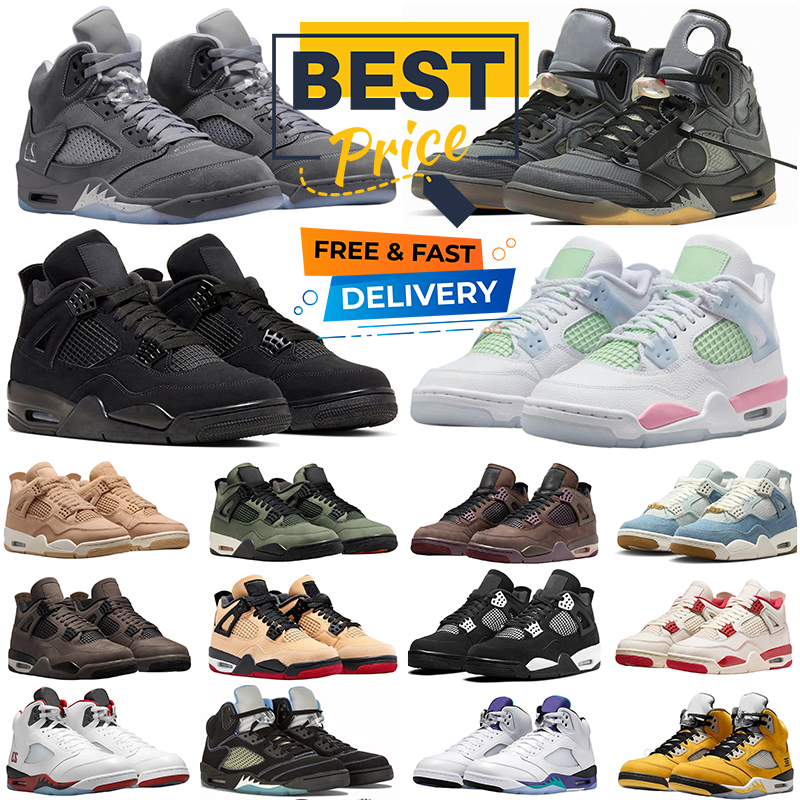 Designer 4s 5s Basketball shoes 5s Wolf Grey 5s Metallic Black University Blue Black Metallic Reimagined 4s Black Cat Valentines Day Dark Mocha Cave Stone 4s Sneakers