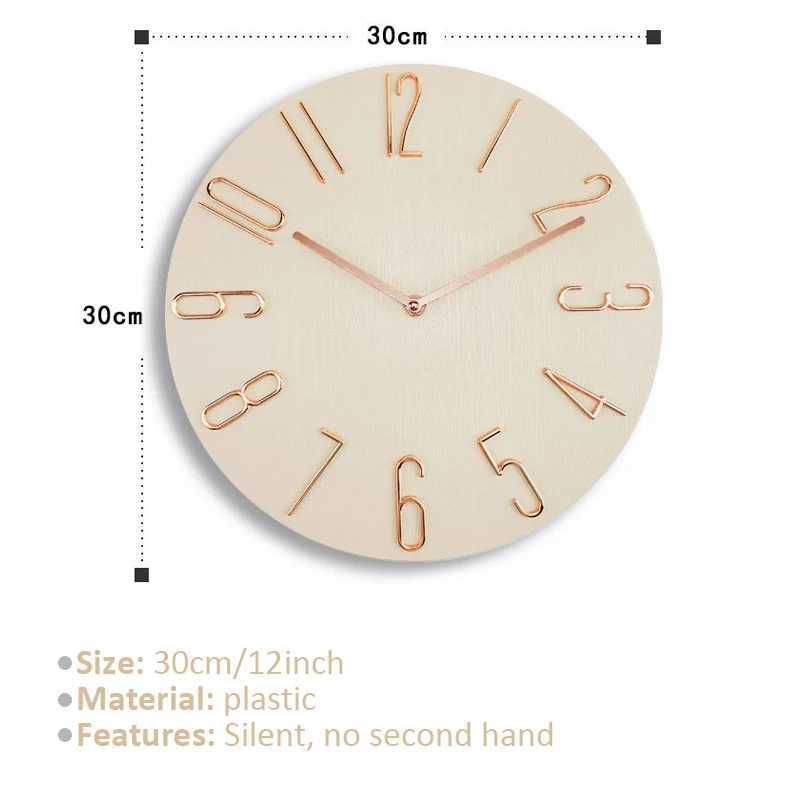 30cm 12inch Wall Clocks Living Room Silent Brief Wall Clock Nordic Fashion Wall Watch No Second Hand Simple Quartz Clock D260318