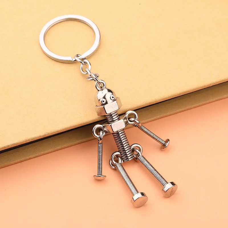 Funny Robot Keychain Metal Screw Body Keyring for Men Couple Bag Pendant Car Key Holder Creative DIY Gifts Car Accessories H260318 - view 6