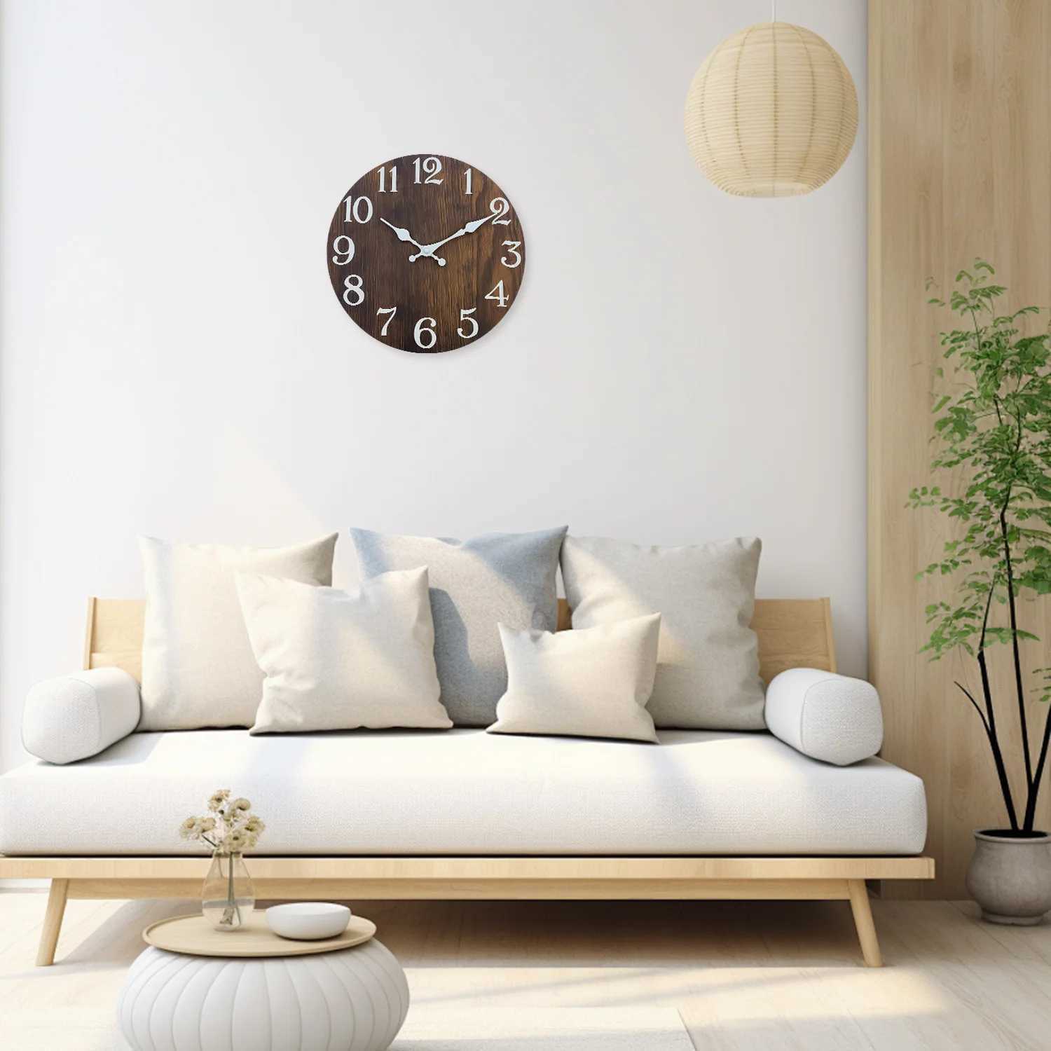 Pattern Wooden Wall Clock Living Room Bedroom Kitchen Home Decoration Wall Clock Silent Quartz Clock Holiday Gift 10 Inches 12 Inches 14inch 16inch N 