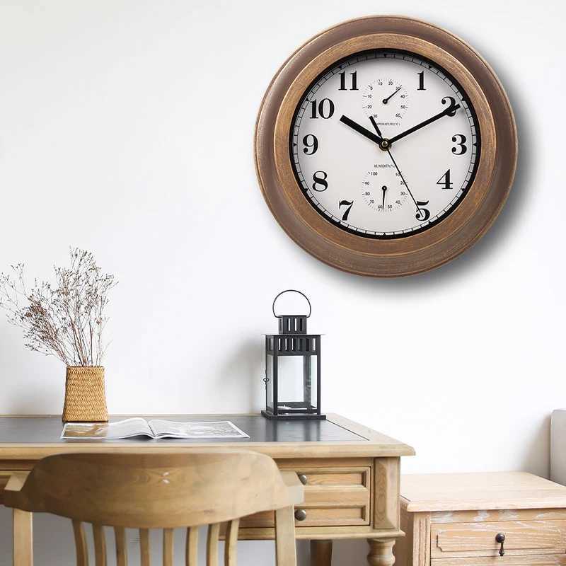 12 Inch Outdoor Waterproof Wall Clock Bathroom Kitchen Patio Shop Living Room Decorative Wall Clock Stylish Silent Wall Clock D260318