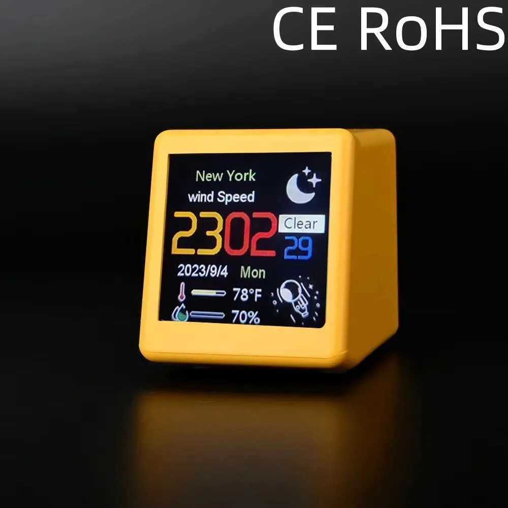 Small Portable Smart Wifi Weather Station Display Weather Temperature Humidity Time mini Alarm Clock Desktop Decoration D260318