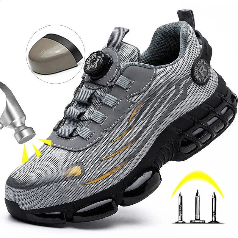 Mens Safety Shoes Protection And Elastic Safety Boots Fashionable Casual Shoes Breathable Odor Protection Mens Work Shoes 260318