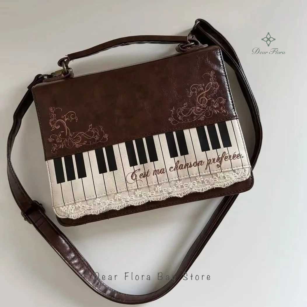 New Y2k Vintage Piano Shoulder Bag Womens Brown Crossbody Bag Girls Transparent Ita Bag Personalized Backpack Aesthetic HandbagsZ260317