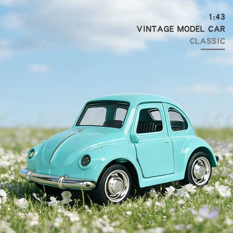 143 Alloy Diecast Cartoon BEETLE Vintage Car Model Classic PullBack Car Miniature Vehicle Replica For Collection Gift Y260316