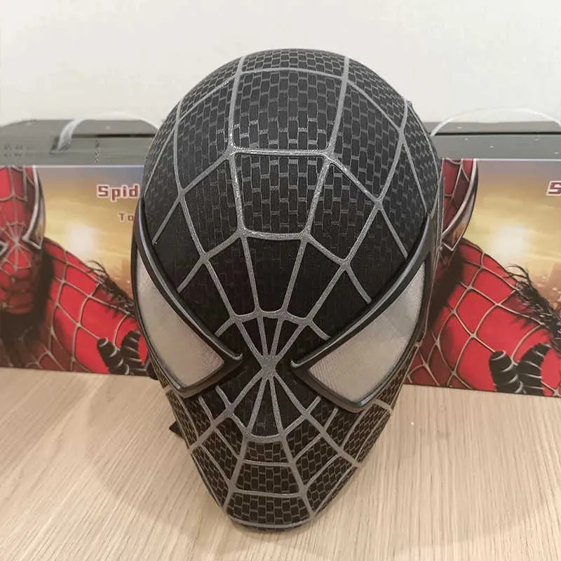 Disney Spiderman Marvel 1/1 3D Spider-Man Tobey Mask Halloween Cosplay Faceshell Detachable Lenses Costumes Superhero Collection Models