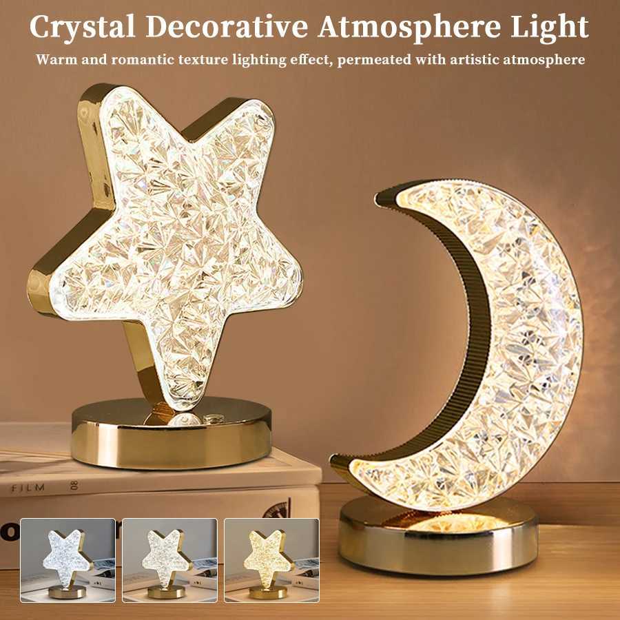 LED Starry Moon Night Light Touch Switch Stepless Dimming Rechargeable Bedhead Night Light Study Living Room Bedroom Decoration H260318