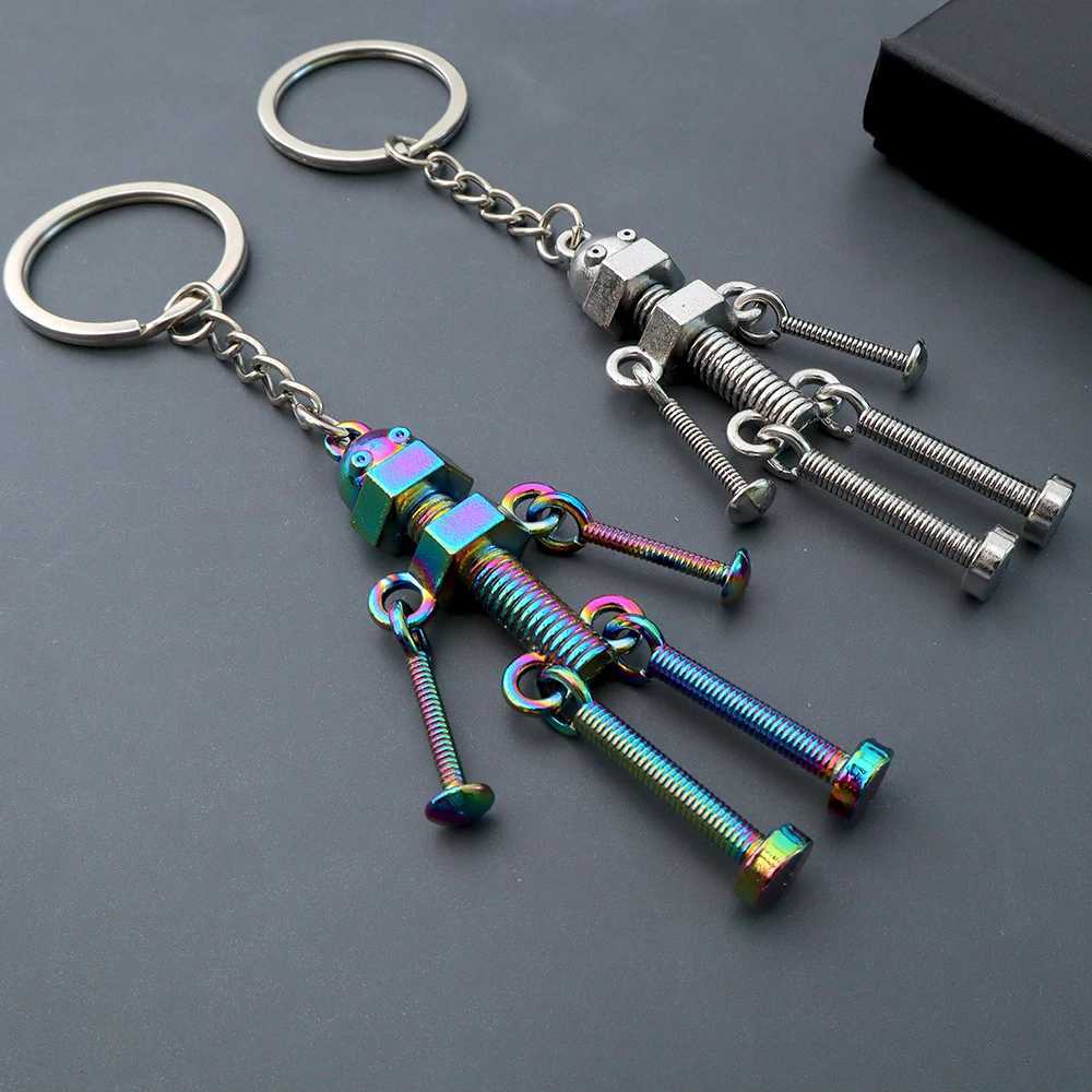 Creative Movable Robots Retro Metal Mini Square Shape Robot Keyring for Men Punk Backpack Car Key Holder Accessories Cool Gift H260318 - view 7