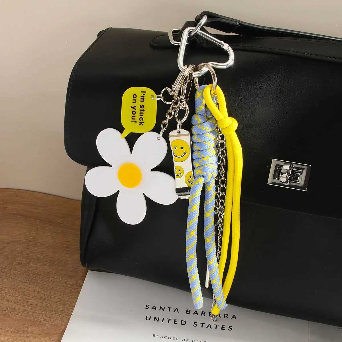 summer leather lemon flower Backpack pendant leopard print Little Bear rainbow decoration Key Chain H260318 - view 3