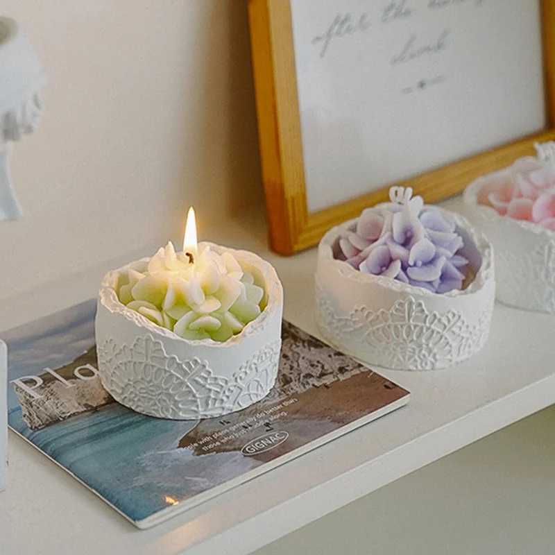 Hydrangea Flower Shaped Soy Wax Scented Candle Luxury Romantic Cute Home Decor Aromatherapy Gift for Romantic Settings D260318