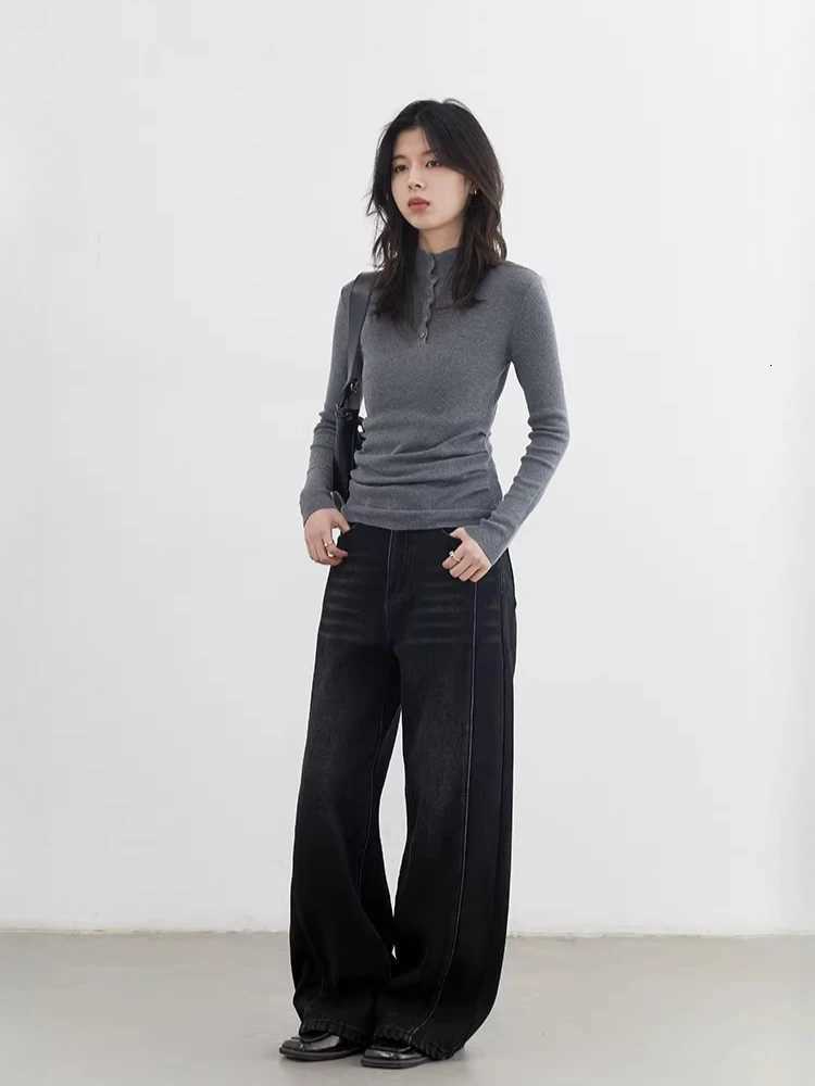 CHIC VEN Women Jeans Retro Casual Washed Thick Loose Straight Leg Denim Pants Sanding Female Trousers Plush Autumn Winter 2025T260317