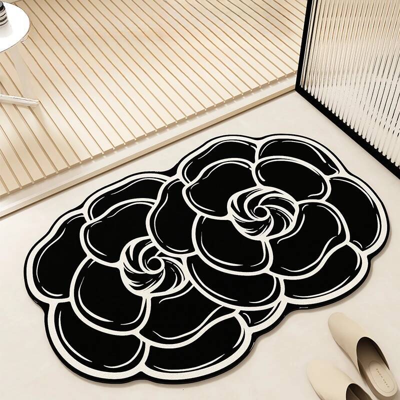 Bath Mat New Luxury Floral Diatomaceous Earth Absorbent Stain Resistant Quick Drying Bathroom Floor Mat