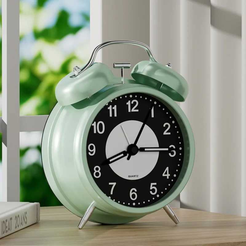 3 inch Luminous Alarm Clock Students Kids Alarm Clock Strong Wake-Up for Elderly Silent with Night Light Battery Powered D260318