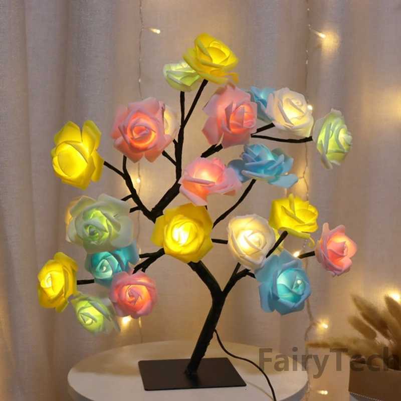 LED Rose Flower Table Lamp USB Christmas Tree Fairy Lights Night Lights Home Party Wedding Bedroom Decoration Mothers Day Gift H260318