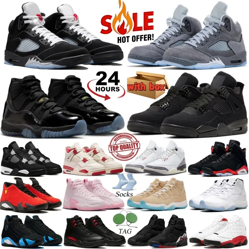Designer Basketball Shoes 4s 5s 6s 11s Gamma Blue 4 Black Cat 5 Wolf Grey Fire Red White Cement 14 Ferrari 12 Taxi 13 Chicago Mens Womens Sneakers