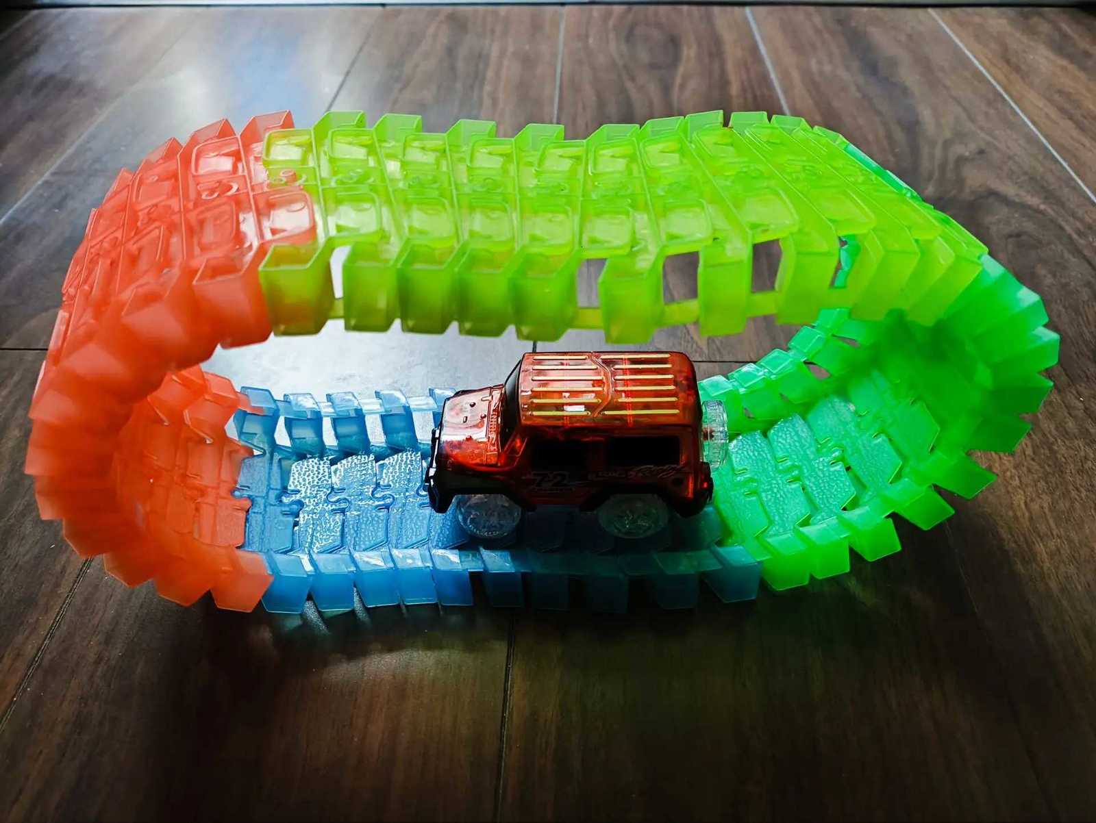 Childrens Free Assembly Graphics Diy Electric Light Car Night Light Track Tunnel Overpass Intersection Accessories Toys Y260316