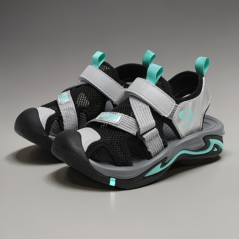 kids sport sandals closed toe sandals hiking sandals for kids adjustable strap sandals non-slip beach shoes breathable mesh sandals boys girls summer 