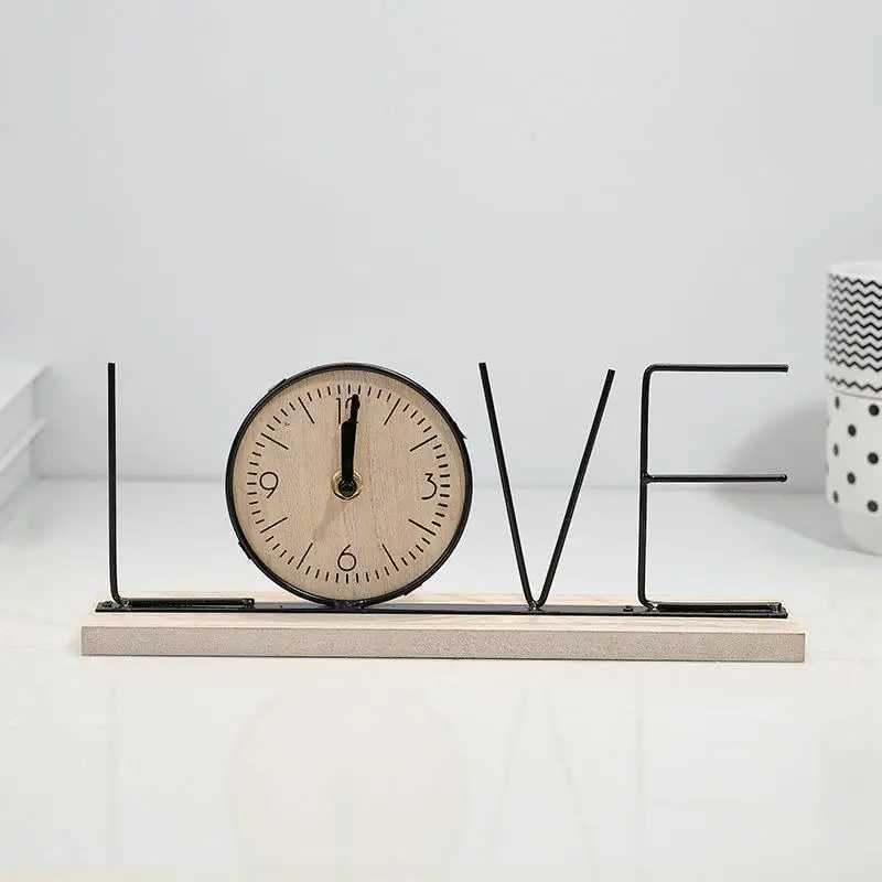 1 Piece Wooden Nordic Style Table Clock - Creative Art Ornament Fashion Desktop Clock for Home Living Room Decor D260318