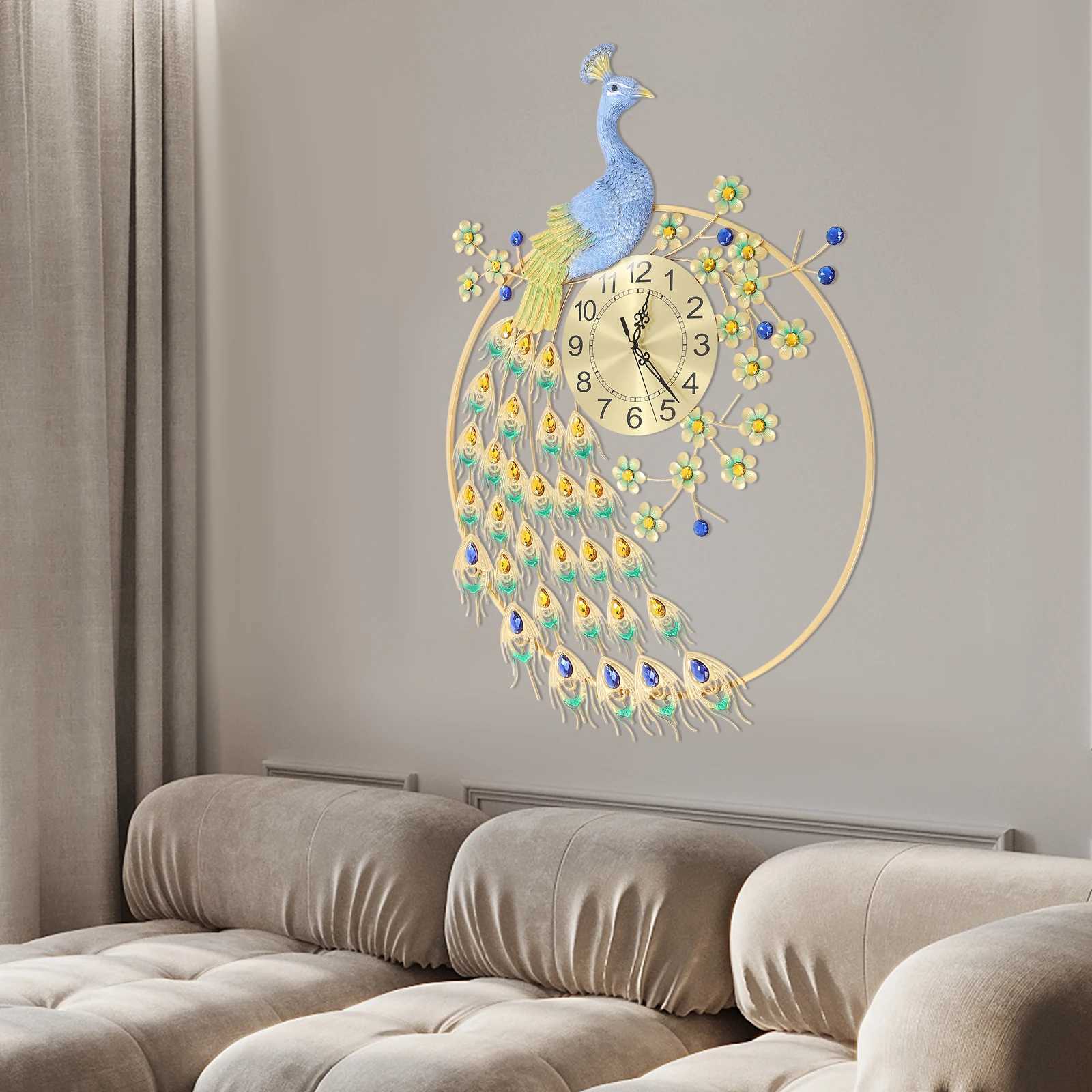 6082cm/ Peacock Wall Clock Decorative Wall Clock Wall Clock for Living Room Decor D260318