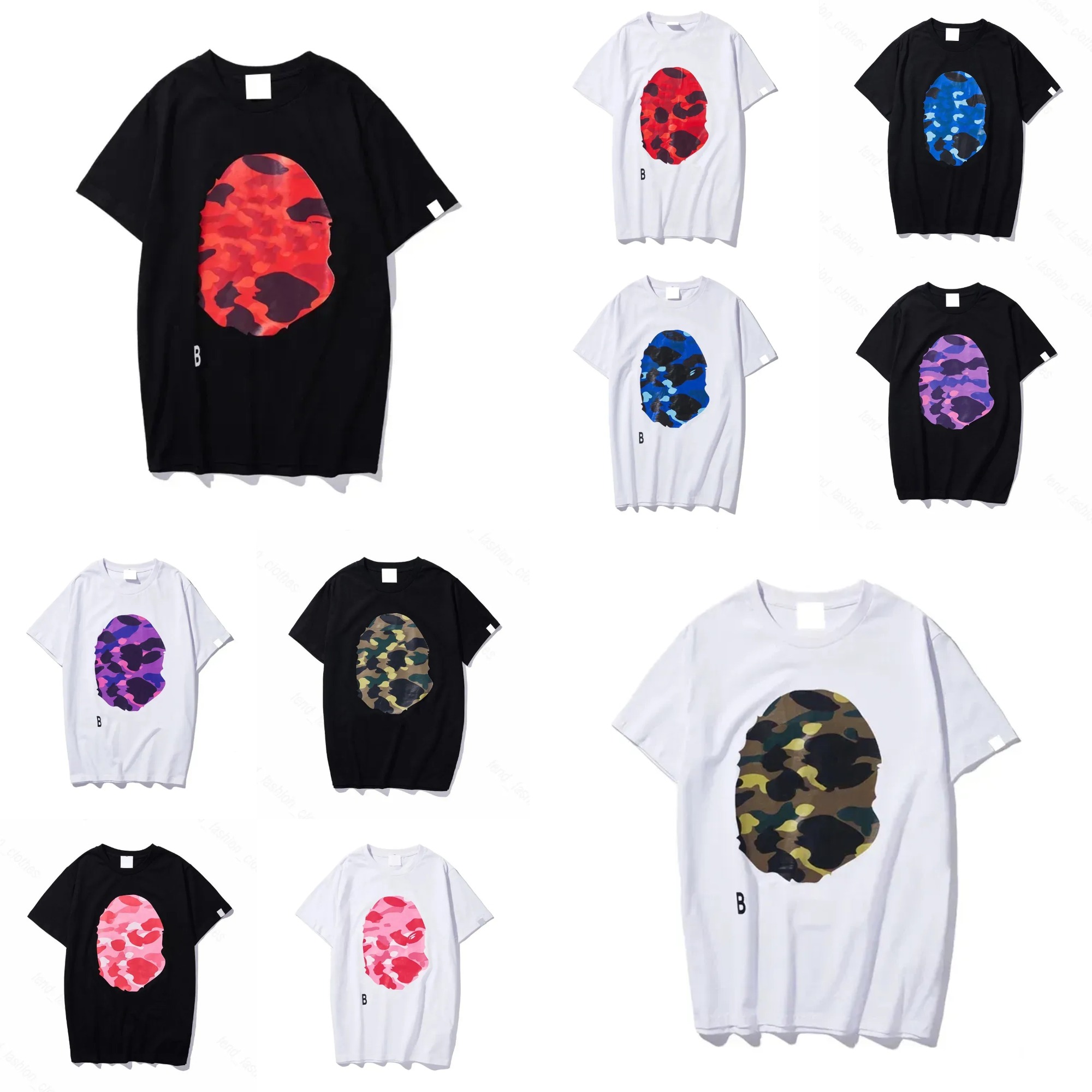 Men's T-Shirts Designer T-Shirts Cotton Letter Printed Camouflage Shark Cute Breathable Quick-drying Color-matching Summer Short Sleeve