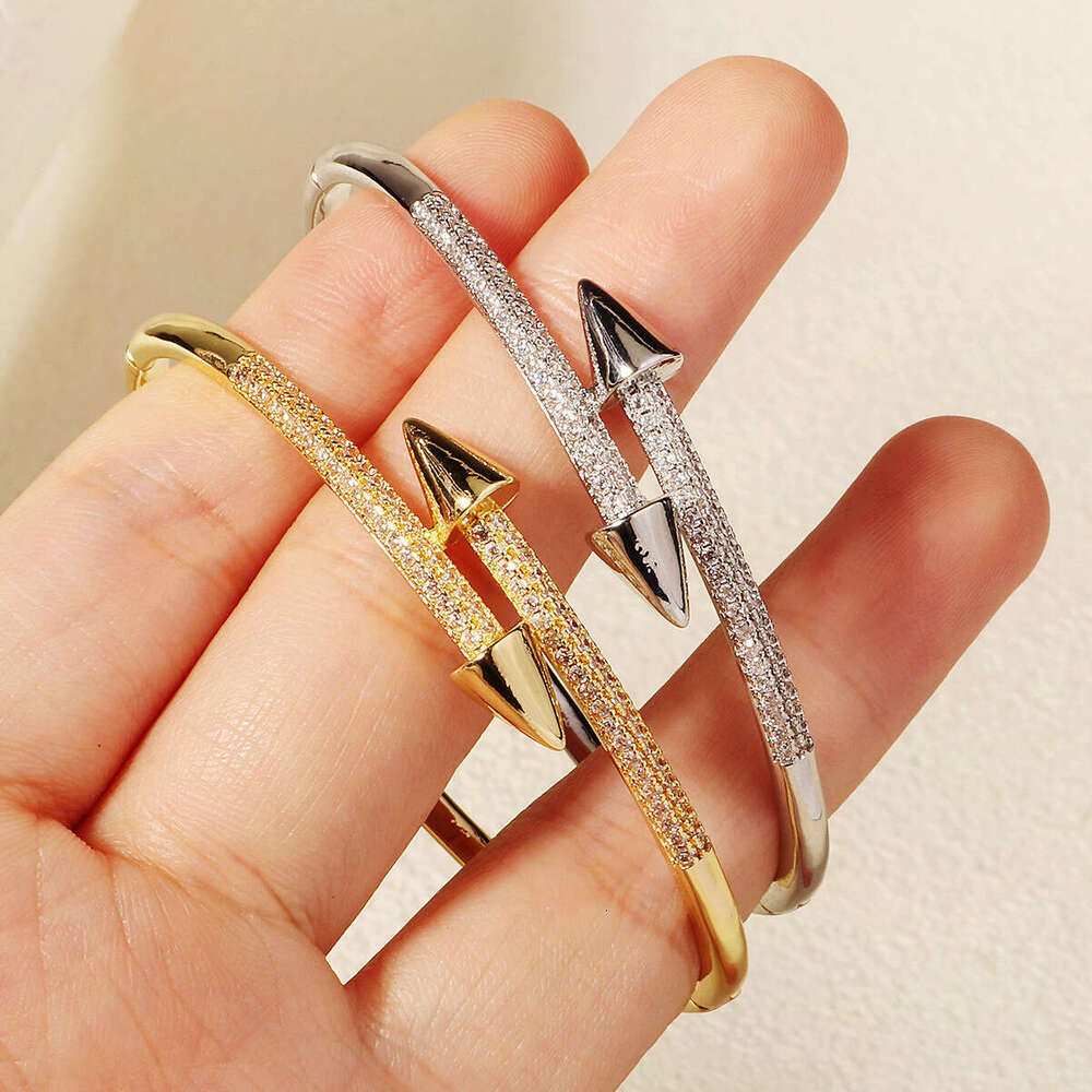 Bracelet Hot Selling Buckle Nail Bracelet Exquisite Copper Micro Inlaid Zircon Bracelet High-end Design Open Bracelet Bracelet Bracelet Bracelet Homme - view 3