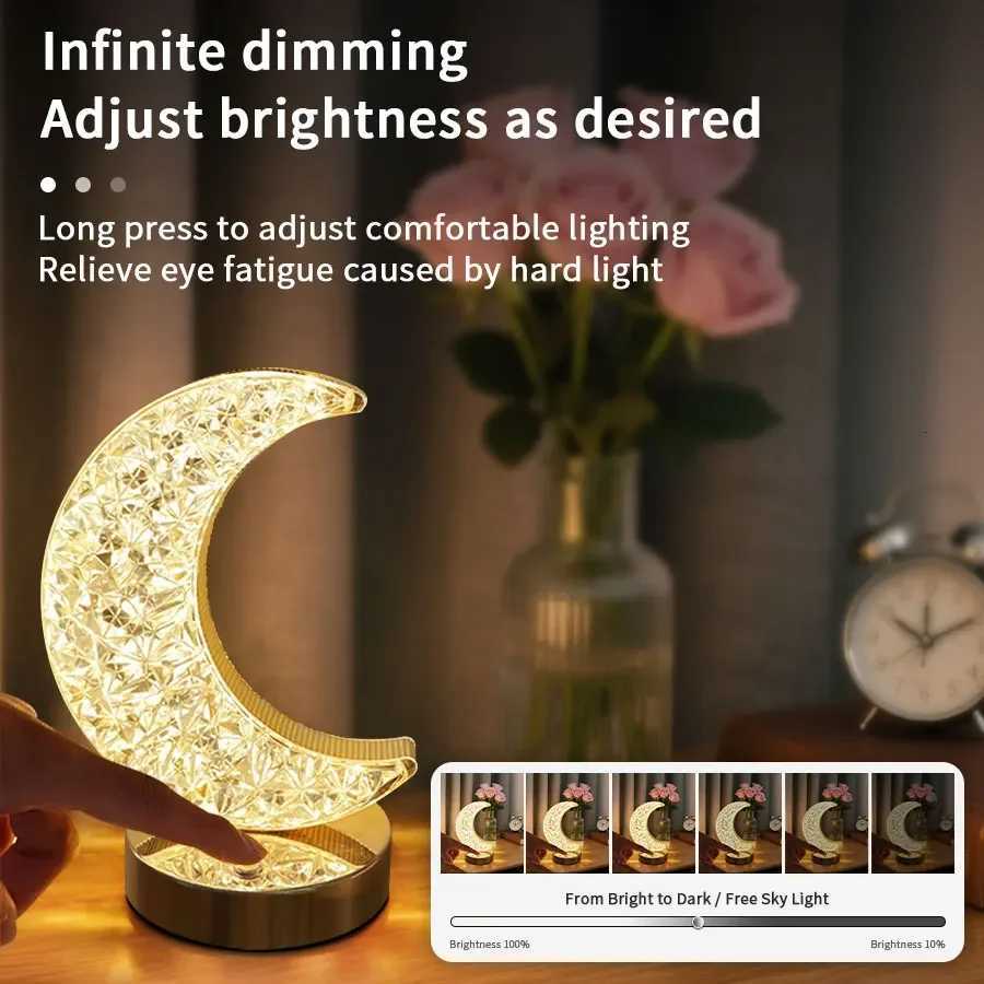 LED Starry Moon Night Light Touch Switch Stepless Dimming Rechargeable Bedhead Night Light Study Living Room Bedroom Decoration H260318