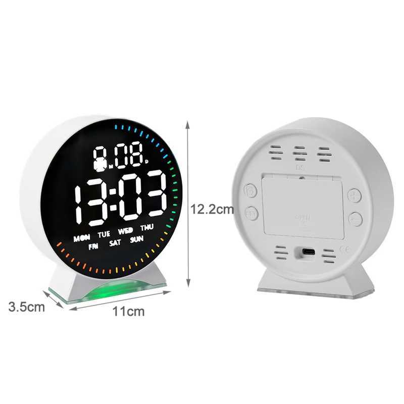 Personalized Jumping Seconds Display Electronic LED Alarm Clock Desktop Ambient Light Decor USB Table Clock with Auto Dimmming D260318