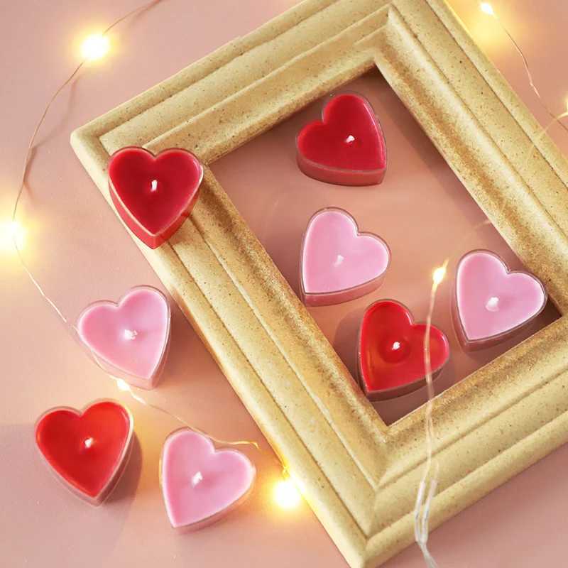 9Pcs Scented Aromatic Candle Smokeless Light Tea Wax Candles Gift Heart-Shape Wedding Festival Party Home Decoration Supplies D260318