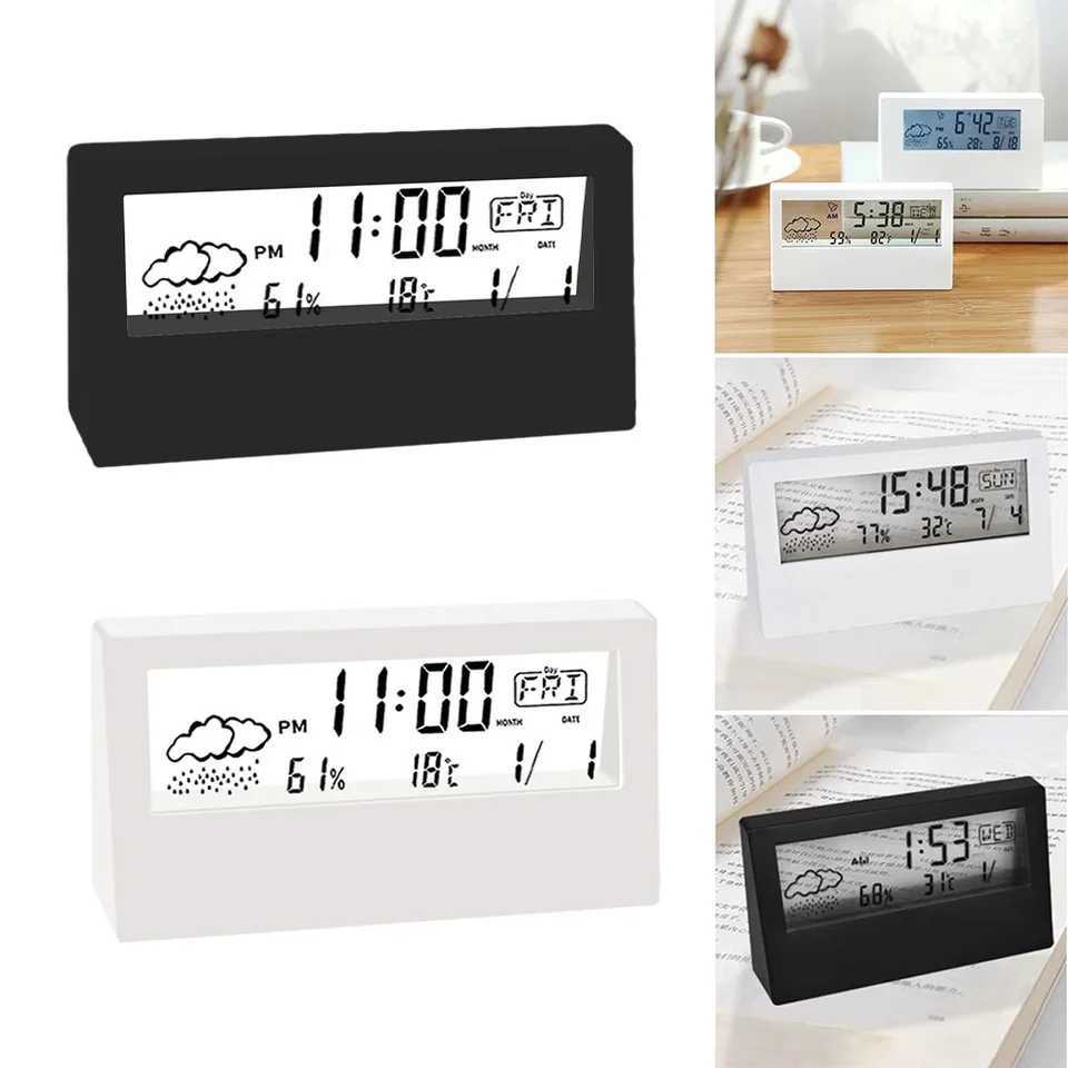 Thermo-Hygrometer Clock Creative Weather Display Electronic Alarm CLock Desktop Table Decor For Living Room Bedroom D260318