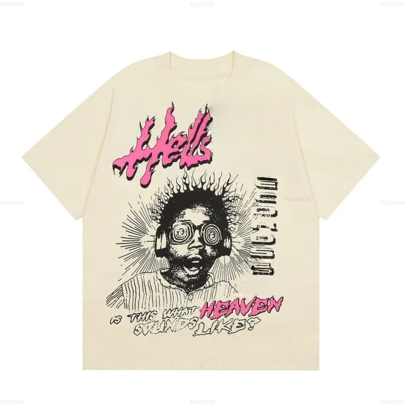 Helles Starly Designer Mens T Shirts High Quality Graphic T Shirt Mens Womens Short Vintage Cotton Wash Hip Hop High Street Graphic tshirt