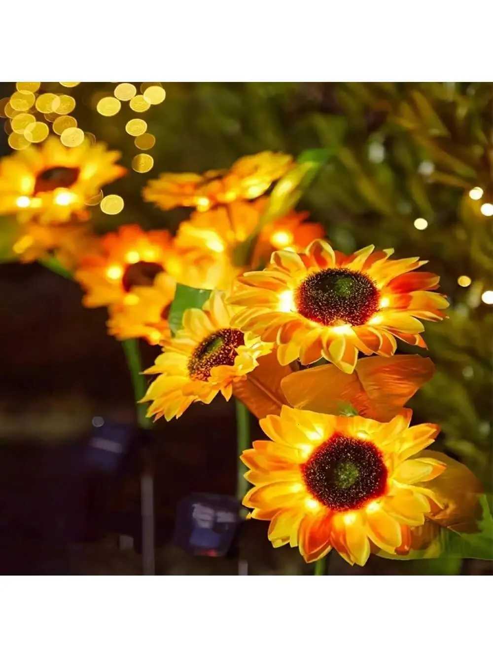 Solar Powered Sunflower Light Outdoor Waterproof LED Ground Insert Lawn Lamp For Garden Lawn Courtyard Decoration H260318