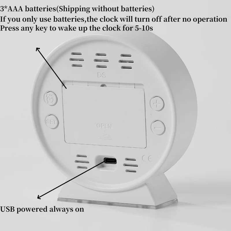 Digital Alarm Clock Week Date Second Hand Display Mood Light Dual Alarm Auto Dimmable Snooze Table Clock 12/24H DST LED Clock D260318